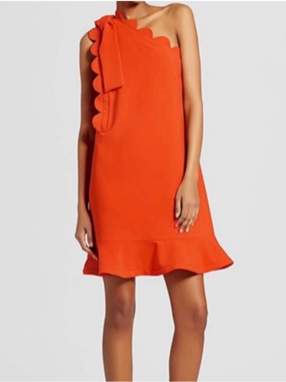 Victoria Beckham for Target Orange One-Shoulder Scallop Dress